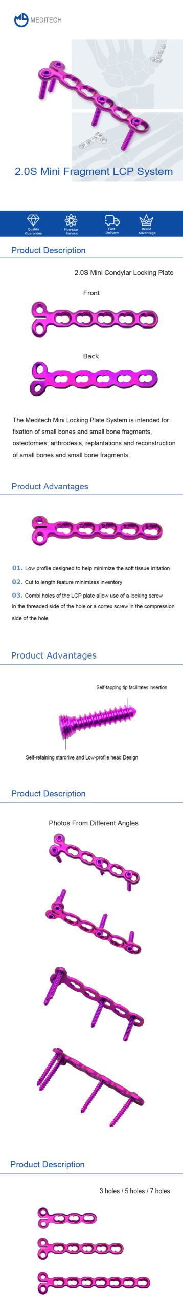 2.0mm Mini Condylar Locking Plate - 3